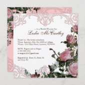Brautparty Invite - Floral Trellis Rose Vintag Einladung (Vorne/Hinten)