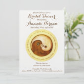 BRAUTPARTY INVITE gold YinYang Tauben Einladung (Stehend Vorderseite)