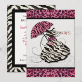 Brautparty Invite Leopard, Retro Dress, Paris Einladung (Vorne/Hinten)