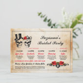 Brautparty Itinerale Bachelorette Skulls Plan Einladung (Stehend Vorderseite)