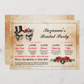 Brautparty Itinerale Bachelorette Skulls Plan Einladung (Vorne/Hinten)