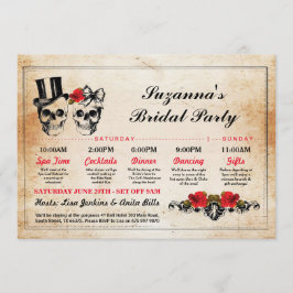 Brautparty Itinerale Bachelorette Skulls Plan Einladung