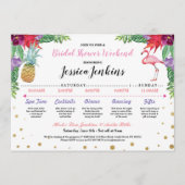 Brautparty Itinerary Aloha Flamingo Ananas Programm (Vorderseite)