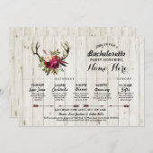 Brautparty Itinerary Bachelorette Antler Rustikal Programm (Vorne/Hinten)