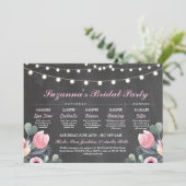 Brautparty Itinerary Bachelorette Pink Floral Programm (Stehend Vorderseite)