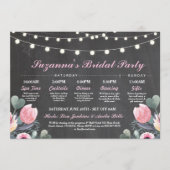 Brautparty Itinerary Bachelorette Pink Floral Programm (Vorderseite)