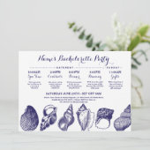 Brautparty Itinerary Beach Hochzeiten Muscheln Mee Einladung (Stehend Vorderseite)