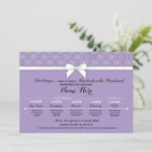 Brautparty Itinerary Lilac Bachelorette Einladung (Stehend Vorderseite)