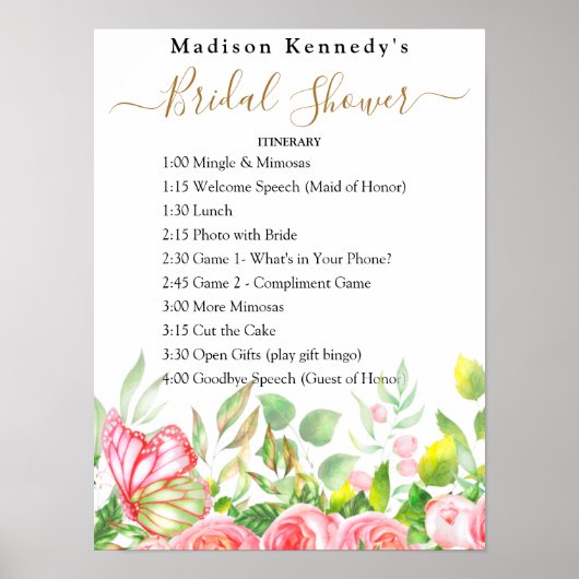 Brautparty Itinerary Plan Poster (Vorne)