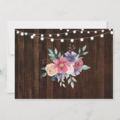 Brautparty Itinerary Rosa Blume Rustikale Lichter Einladung (Rückseite)