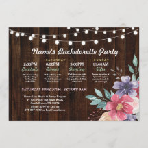 Brautparty Itinerary Rosa Blume Rustikale Lichter