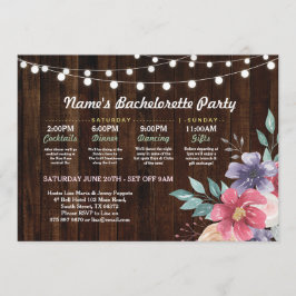 Brautparty Itinerary Rosa Blume Rustikale Lichter Einladung