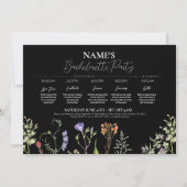 Brautparty Itinerary Wildblumen Blumendarm Einladung (Vorderseite)