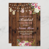 Brautparty Jars lädt Rustikale Holzflora ein Einladung (Vorne/Hinten)