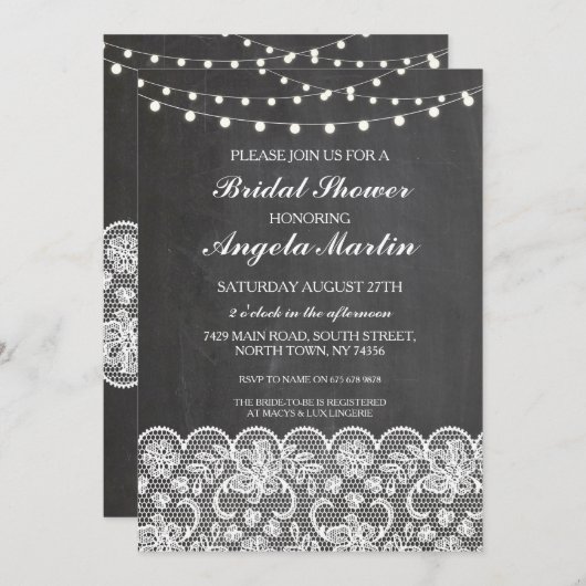 Brautparty Junggeselinnen-Abschied Chalk Lace Einl Einladung (Vorne/Hinten)