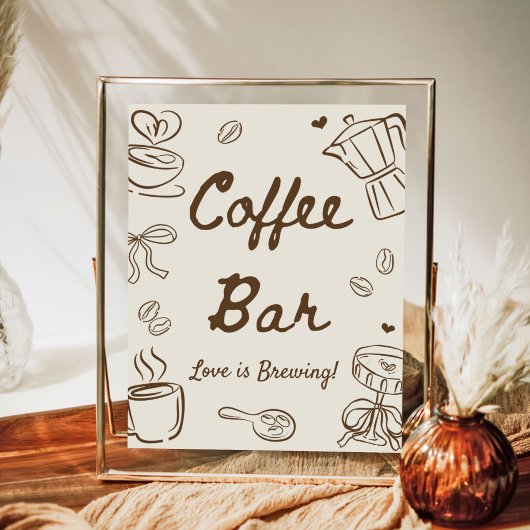 Brautparty Kaffee-Bar 'Liebe ist am Brodeln' Poster