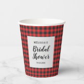 Brautparty Kariert Black Red Buffalo Lumberjack Pappbecher (Vorderseite)