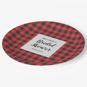 Brautparty Kariert Black Red Buffalo Lumberjack Pappteller (Schrägansicht)