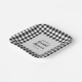 Brautparty Kariert Schwarz-weiß Gingham Pappteller (Gewinkelt)