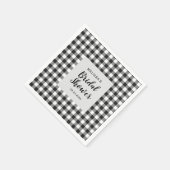 Brautparty Kariert Schwarz-weiß Gingham Serviette (Ecke)