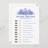 Brautparty-Karte für blaues und weißes Blumenmotiv Begleitkarte (Vorne/Hinten)