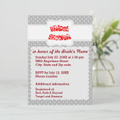 Brautparty-Karte für graue und weiße Polka-Dots Einladung (Stehend Vorderseite)