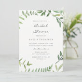Brautparty-Karte für Wasserfarben-Grünes Leaf Einladung (Stehend Vorderseite)