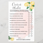 Brautparty-Karte über oder unter rosa Zitronen Flyer (Vorne)