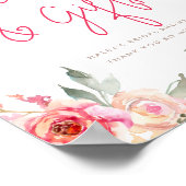 Brautparty-Karten & Geschenke-Schild mit rosa Blum Poster (Ecke)