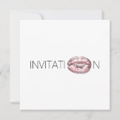 Brautparty Kiss Lips Schwarz-weiß Minimal Einladung (Vorderseite)