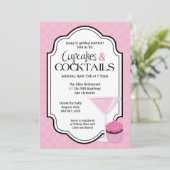 Brautparty-kleine Kuchen und Cocktails Einladung (Stehend Vorderseite)