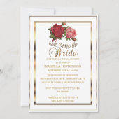 Brautparty - kommt hier die Braut - Rose Einladung (Vorderseite)