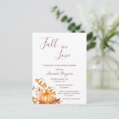 Brautparty Kürbis Fall goldweiße Einladung Postkarte (Stehend Vorderseite)