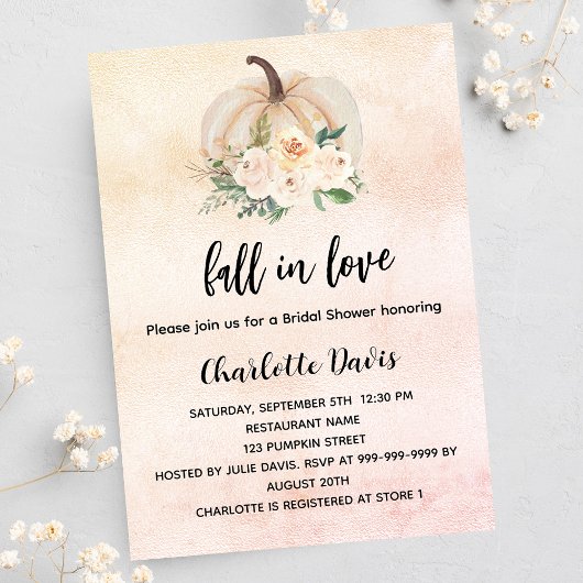 Brautparty Kürbis fallen in Liebe Sahne rot Einladungspostkarte