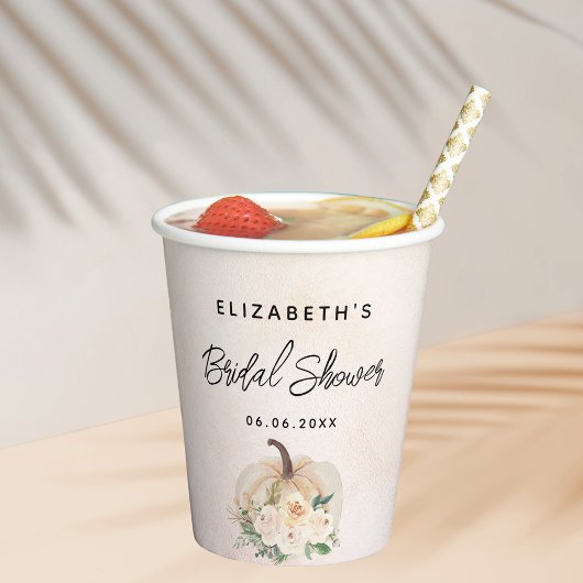 Brautparty Kürbis fällt Sahne Rose Gold Pappbecher