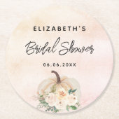 Brautparty Kürbis fällt Sahne Rose Gold Runder Pappuntersetzer (Vorderseite)