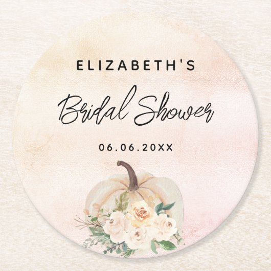 Brautparty Kürbis fällt Sahne Rose Gold Runder Pappuntersetzer (Vorderseite)