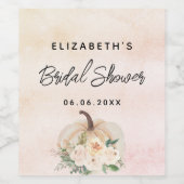 Brautparty Kürbis fällt Sahne Rose Gold Weinetikett (Einzelnes Label)