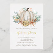 Brautparty Kürbis und Muscheln Folieneinladung (Vorderseite)