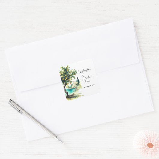 Brautparty La Dolce Vita Quadratischer Aufkleber (Umschlag)