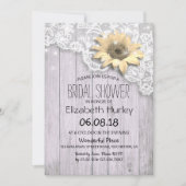 Brautparty Lace Sonnenblumen Holz & String Lights Einladung (Vorderseite)