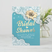 Brautparty Lace Sunflower String Lights Tiffany Einladung (Stehend Vorderseite)