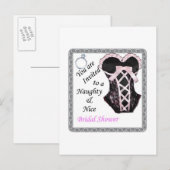 Brautparty laden - Naughty & Nice Pink & Black Einladungspostkarte (Vorne/Hinten)