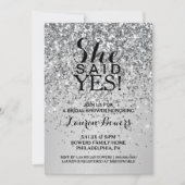 Brautparty laden Sie sagte ja Silver Glitzer  Einladung (Vorderseite)