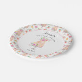 Brautparty "Lagen" Rose Muster Pappteller (Schrägansicht)