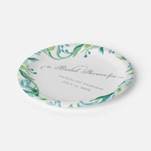 Brautparty Laurel Leaf Wreath Olive Pappteller (Schrägansicht)
