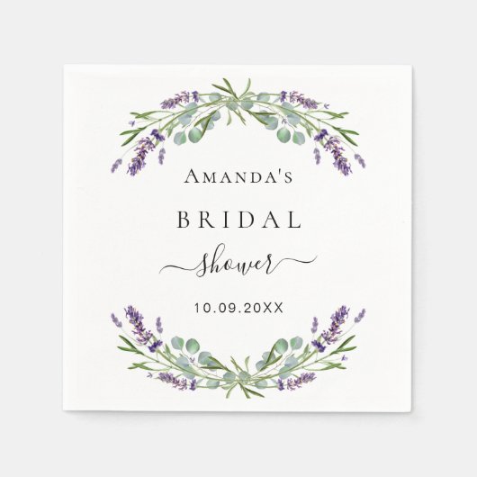 Brautparty Lavendel Eukalyptus Serviette (Vorderseite)