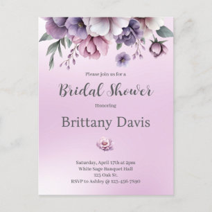 Brautparty Lavendel Watercolor Floral Postkarte