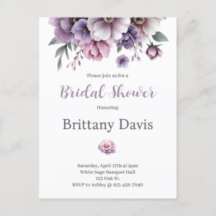 Brautparty Lavendel Watercolor Floral Postkarte