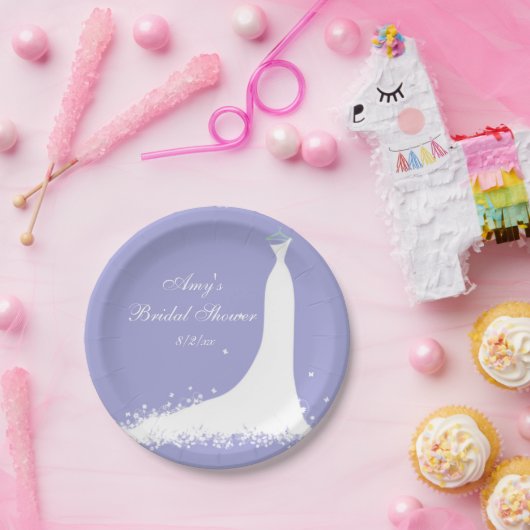 Brautparty, Lavendel, weiße Schmetterlinge Pappteller (Party)